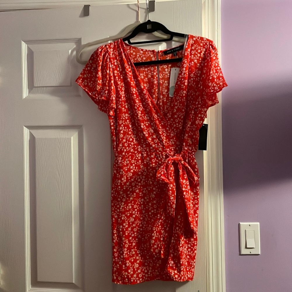 Red faux wrap dress